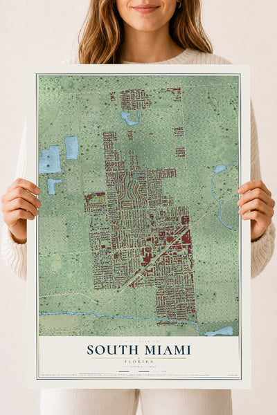 South Miami, Florida map print, 18" x 24" Archival Matte Print mockup