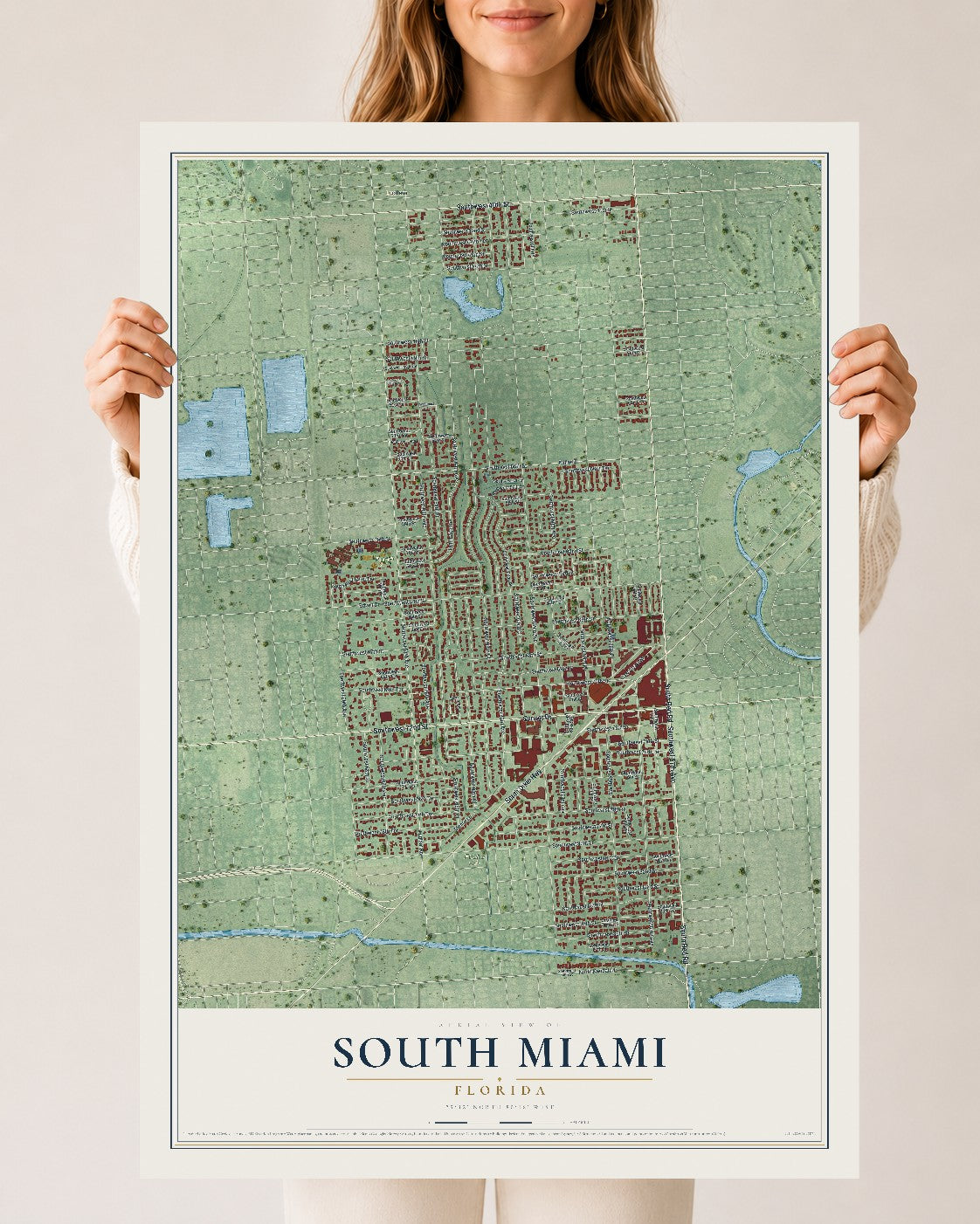 South Miami, Florida map print, 24" x 36" Archival Matte Print mockup