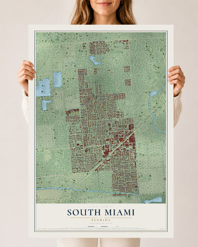 South Miami, Florida map print, 24" x 36" Archival Matte Print mockup