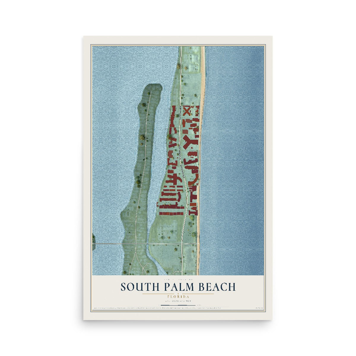 South Palm Beach, Florida map print, 12" x 18" Archival Matte Print mockup