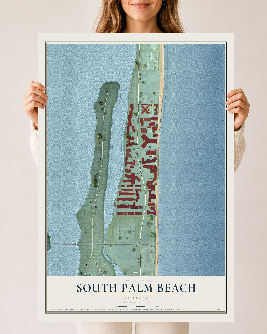 South Palm Beach, Florida map print, 24" x 36" Archival Matte Print mockup