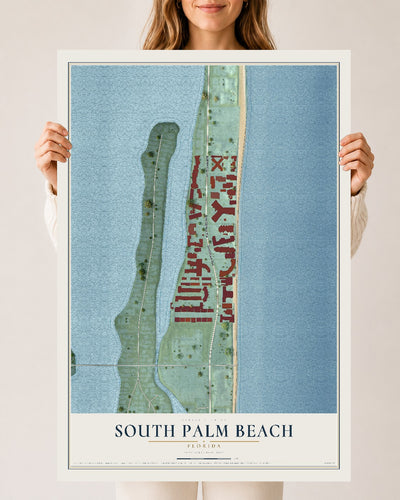 South Palm Beach, Florida map print, 24" x 36" Archival Matte Print mockup