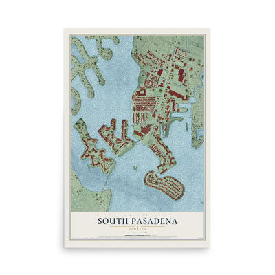 South Pasadena, Florida map print, 12" x 18" Archival Matte Print mockup
