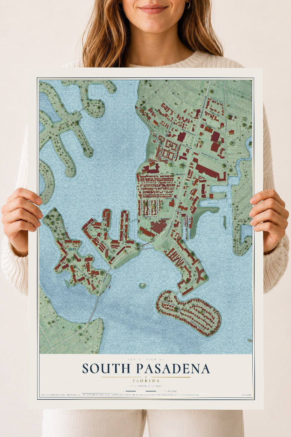 South Pasadena, Florida map print, 18" x 24" Archival Matte Print mockup