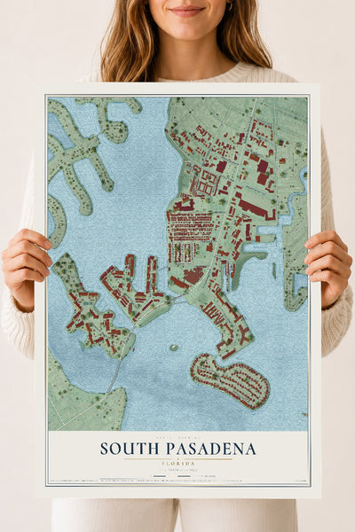 South Pasadena, Florida map print, 18" x 24" Archival Matte Print mockup
