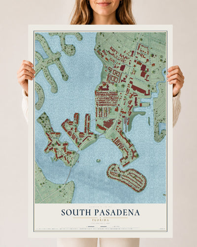 South Pasadena, Florida map print, 24" x 36" Archival Matte Print mockup