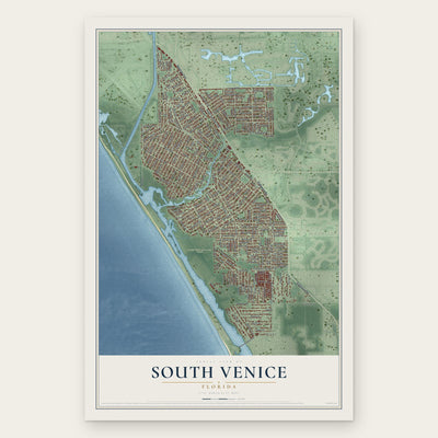South Venice, Florida map print, the full design
