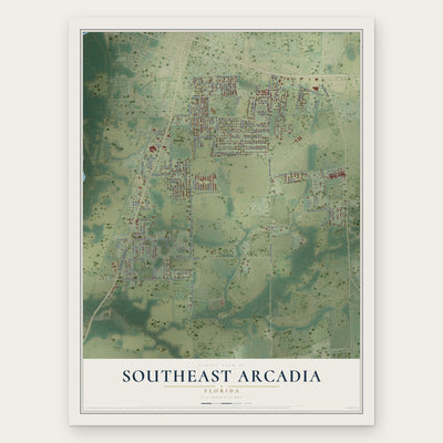 Southeast Arcadia, Florida map print, the full design