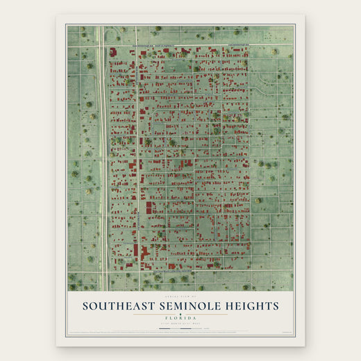 Southeast Seminole Heights, Florida map print, the full design