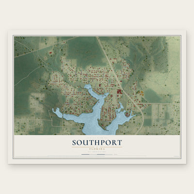 Southport, Florida map print, the full design