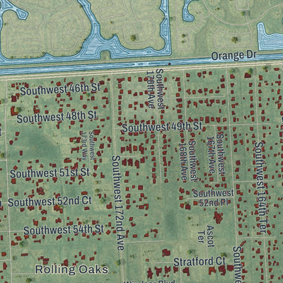 Close-up 1 of the Southwest Ranches, Florida map artwork