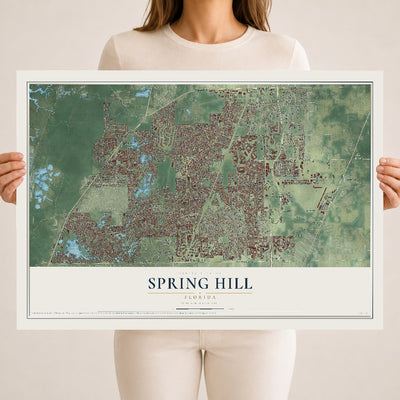 Spring Hill, Florida map print, 18" x 24" Archival Matte Print mockup