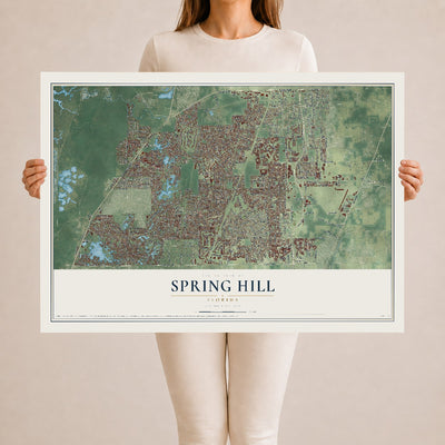 Spring Hill, Florida map print, 24" x 36" Archival Matte Print mockup