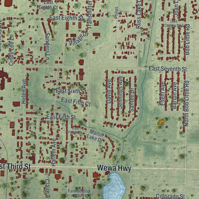 Close-up 1 of the Springfield, Florida map artwork