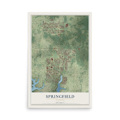 Springfield, Florida map print, 12" x 18" Archival Matte Print mockup