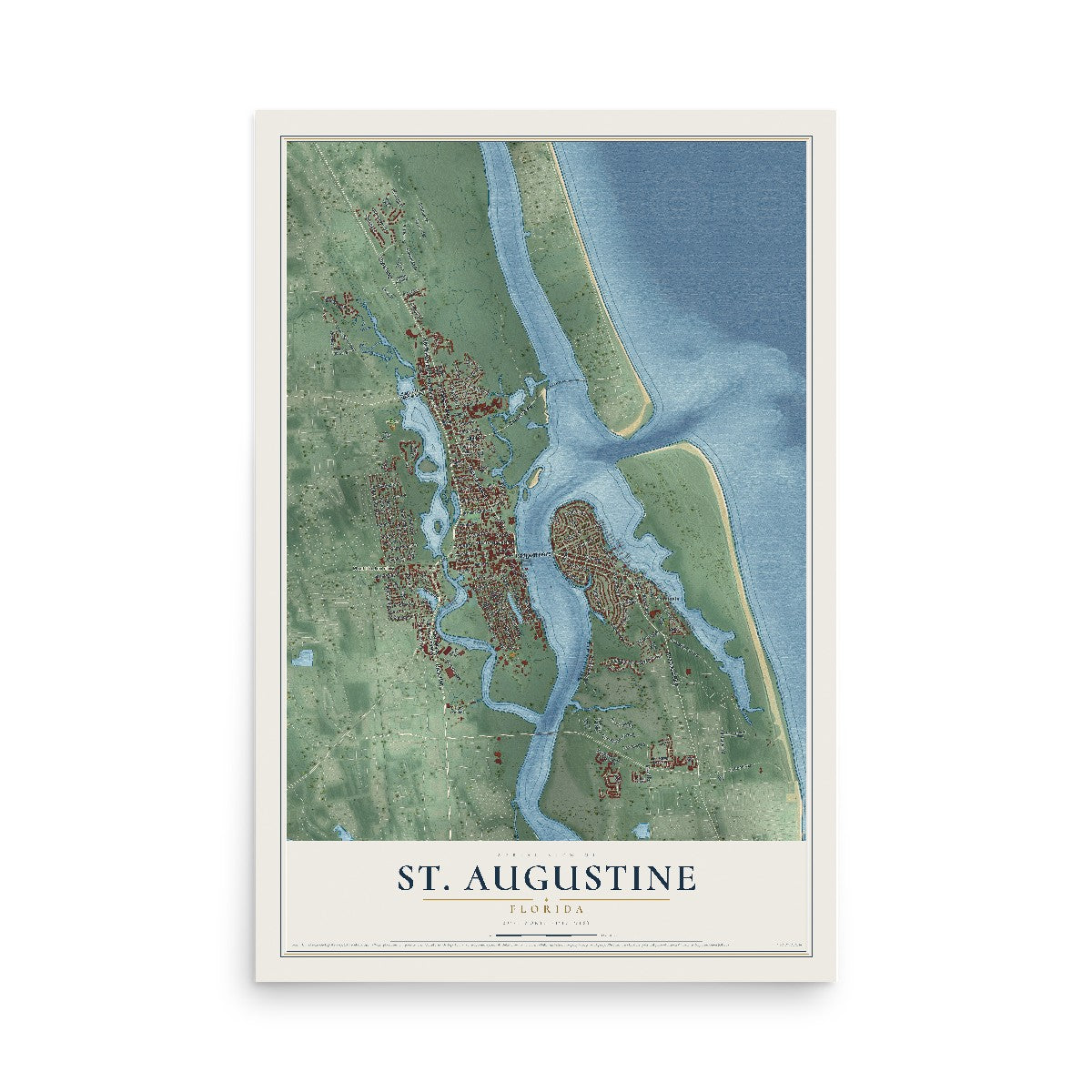 St. Augustine, Florida map print, 12" x 18" Archival Matte Print mockup
