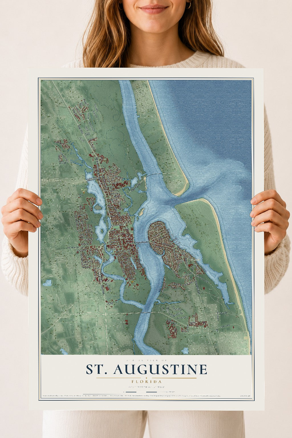 St. Augustine, Florida map print, 18" x 24" Archival Matte Print mockup
