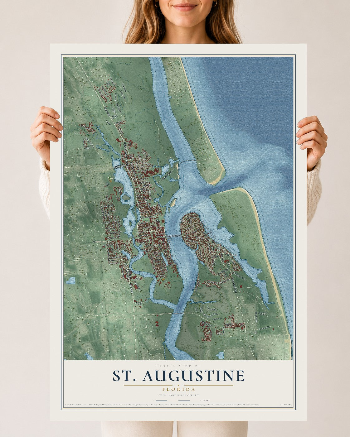 St. Augustine, Florida map print, 24" x 36" Archival Matte Print mockup