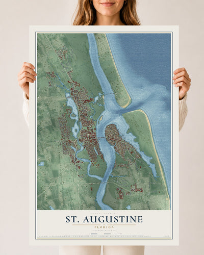 St. Augustine, Florida map print, 24" x 36" Archival Matte Print mockup