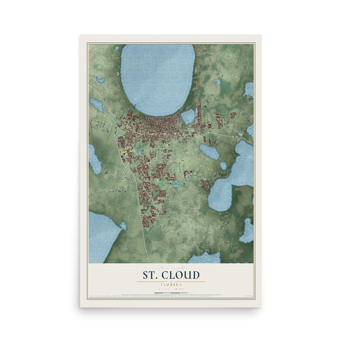 St. Cloud, Florida map print, 12" x 18" Archival Matte Print mockup