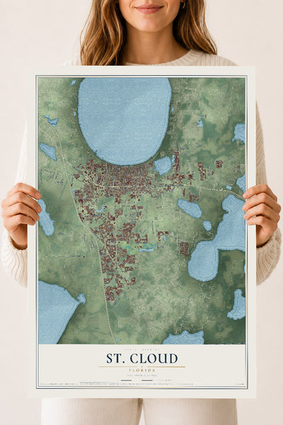 St. Cloud, Florida map print, 18" x 24" Archival Matte Print mockup