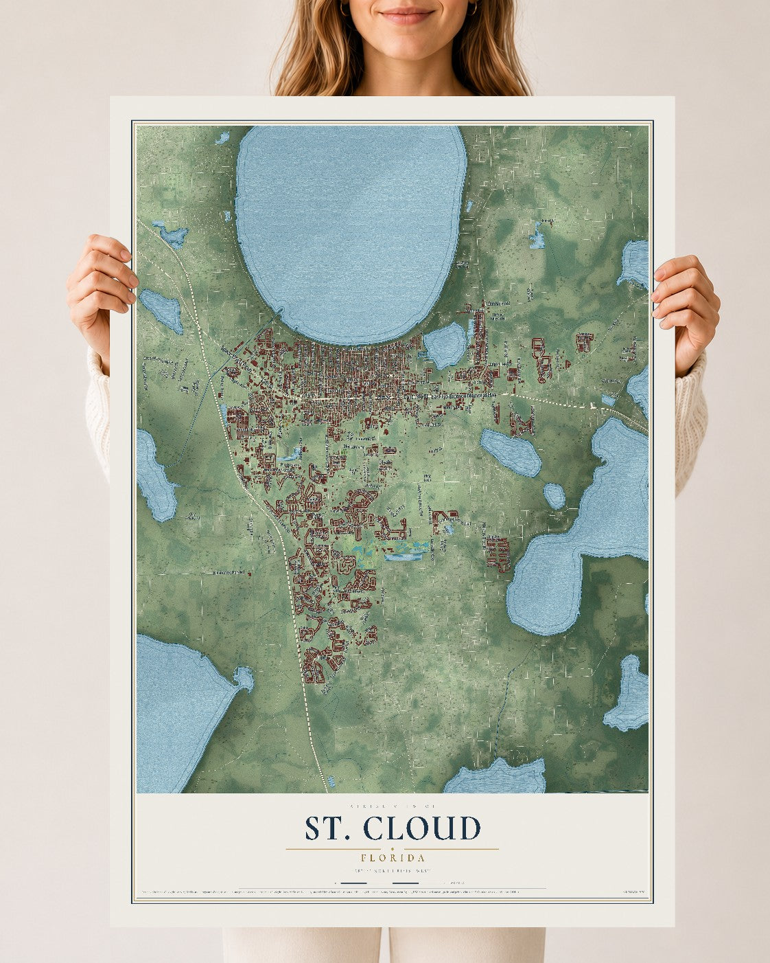 St. Cloud, Florida map print, 24" x 36" Archival Matte Print mockup