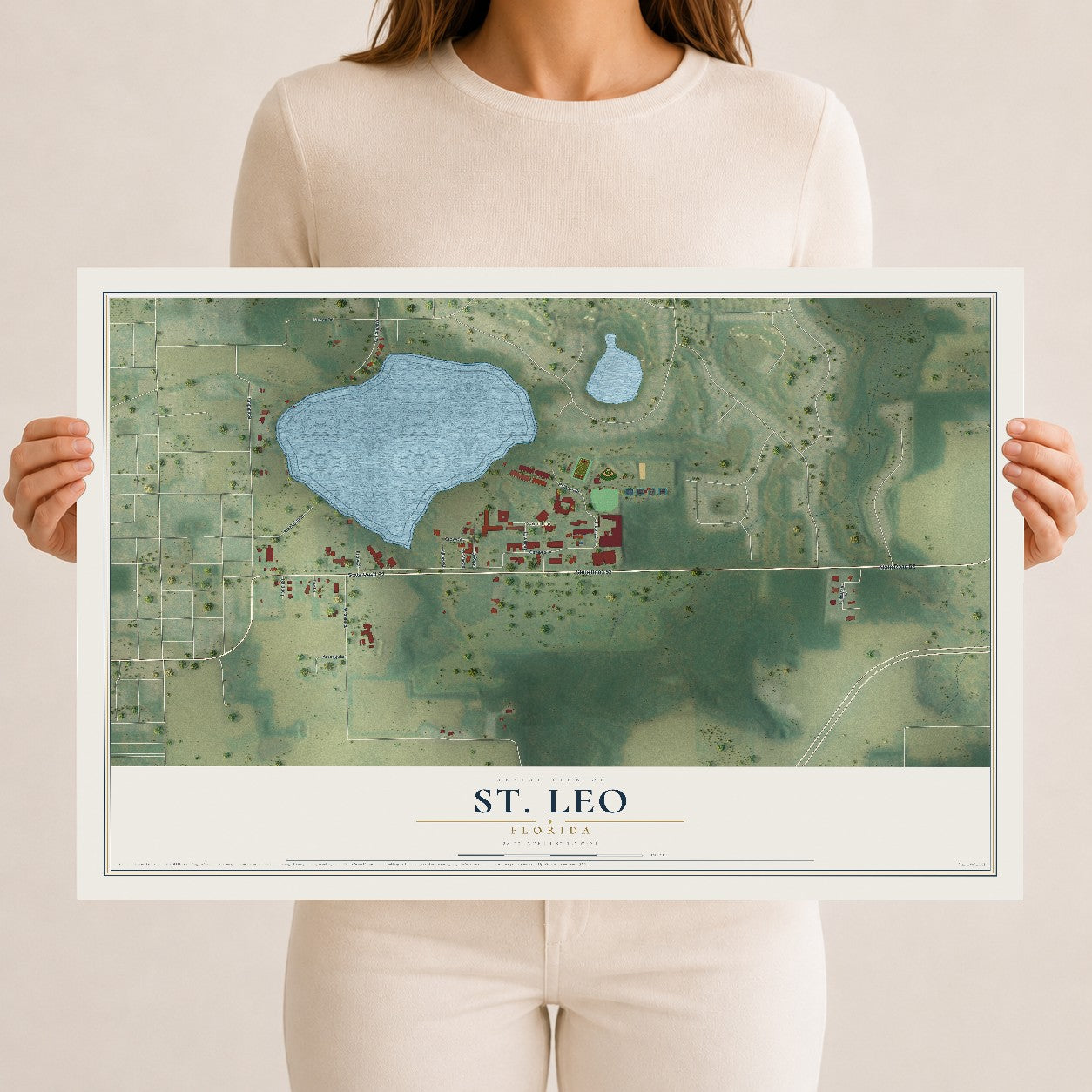St. Leo, Florida map print, 12" x 18" Archival Matte Print mockup