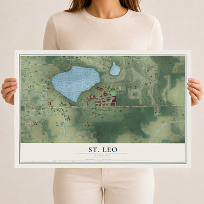 St. Leo, Florida map print, 12" x 18" Archival Matte Print mockup