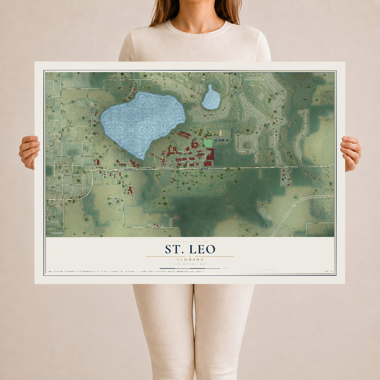 St. Leo, Florida map print, 24" x 36" Archival Matte Print mockup