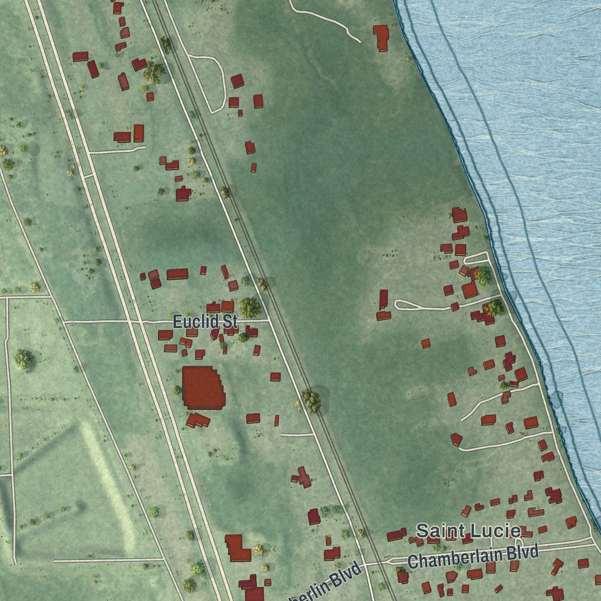 Close-up 2 of the St. Lucie Village, Florida map artwork