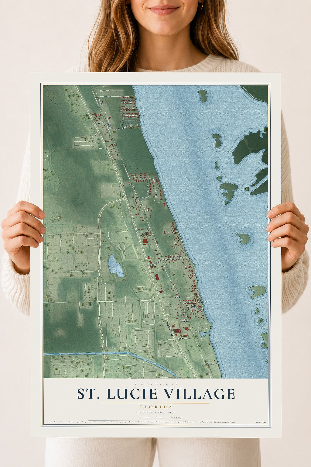 St. Lucie Village, Florida map print, 18" x 24" Archival Matte Print mockup