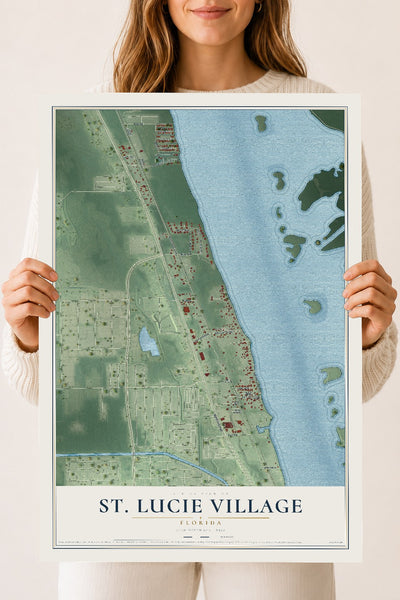 St. Lucie Village, Florida map print, 18" x 24" Archival Matte Print mockup