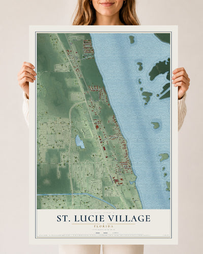 St. Lucie Village, Florida map print, 24" x 36" Archival Matte Print mockup