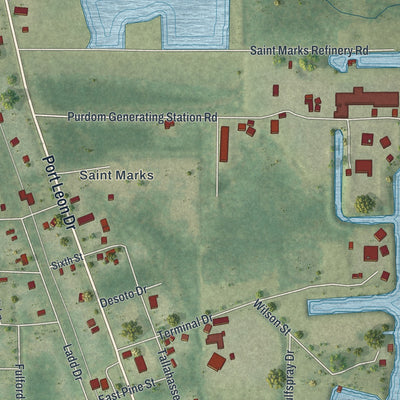 Close-up 1 of the St. Marks, Florida map artwork