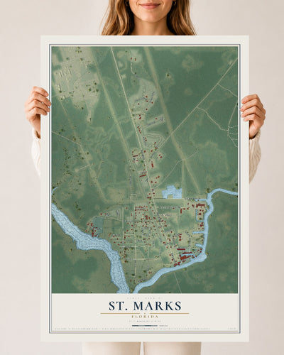 St. Marks, Florida map print, 24" x 36" Archival Matte Print mockup