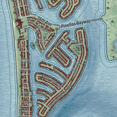 Close-up 2 of the St. Pete Beach, Florida map artwork