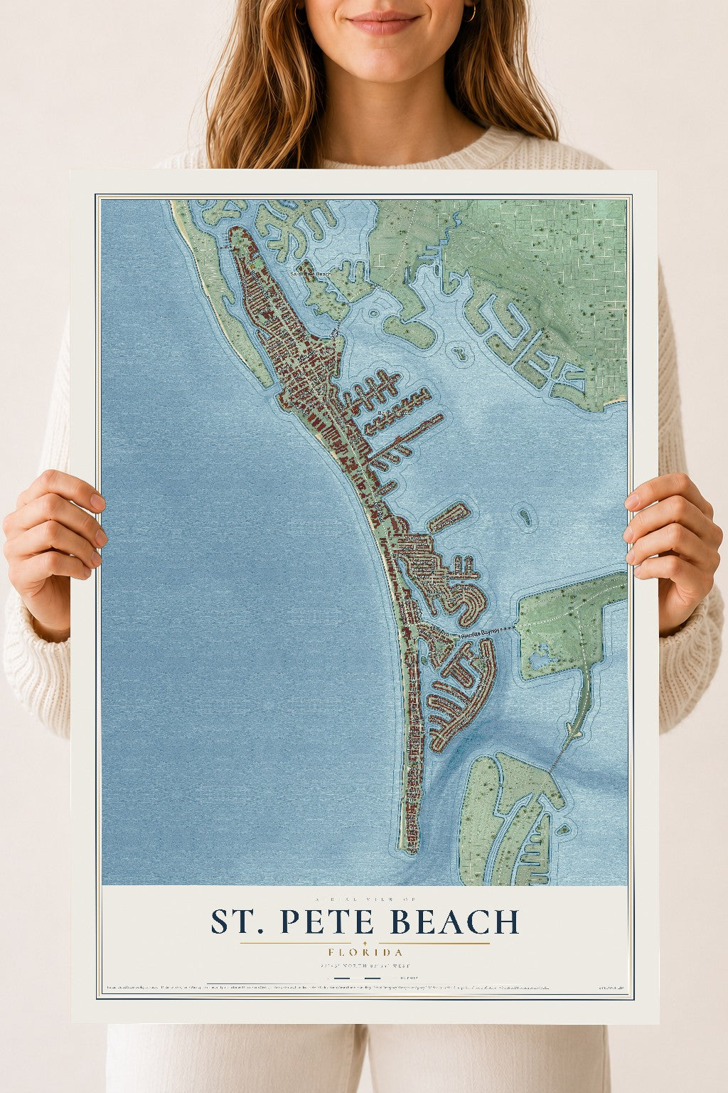 St. Pete Beach, Florida map print, 18" x 24" Archival Matte Print mockup