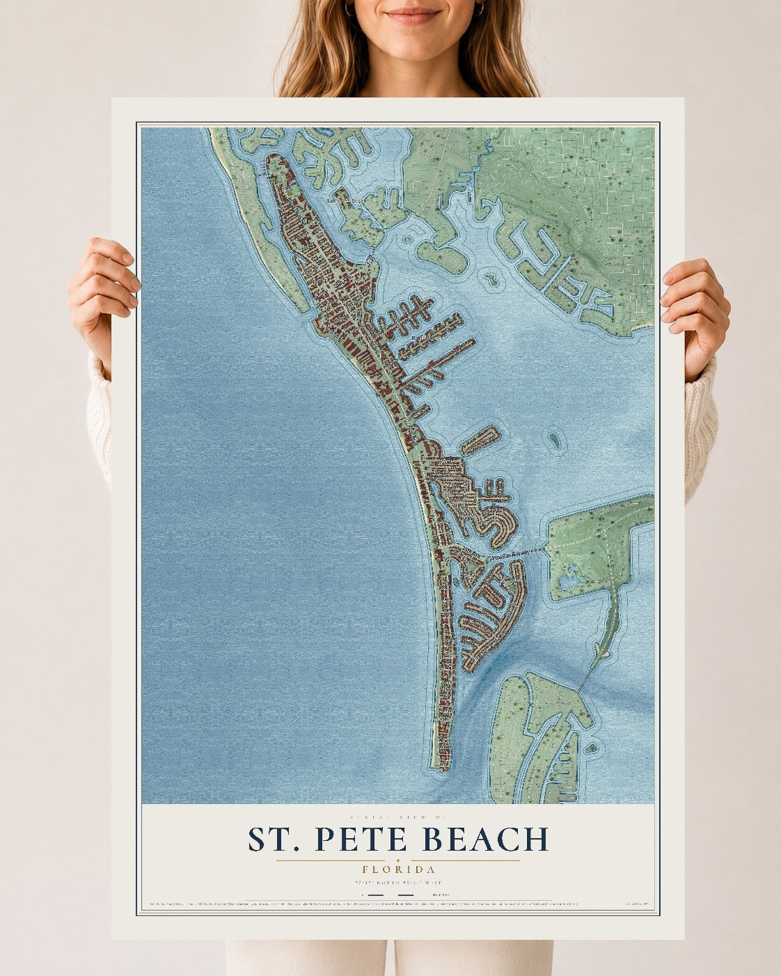 St. Pete Beach, Florida map print, 24" x 36" Archival Matte Print mockup