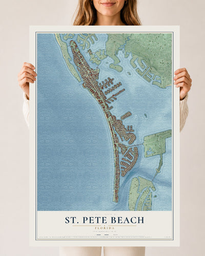 St. Pete Beach, Florida map print, 24" x 36" Archival Matte Print mockup
