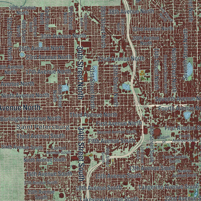 Close-up 1 of the St. Petersburg, Florida map artwork