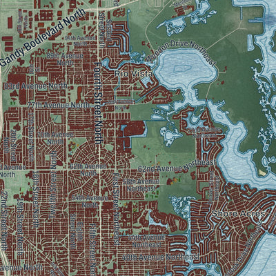 Close-up 2 of the St. Petersburg, Florida map artwork