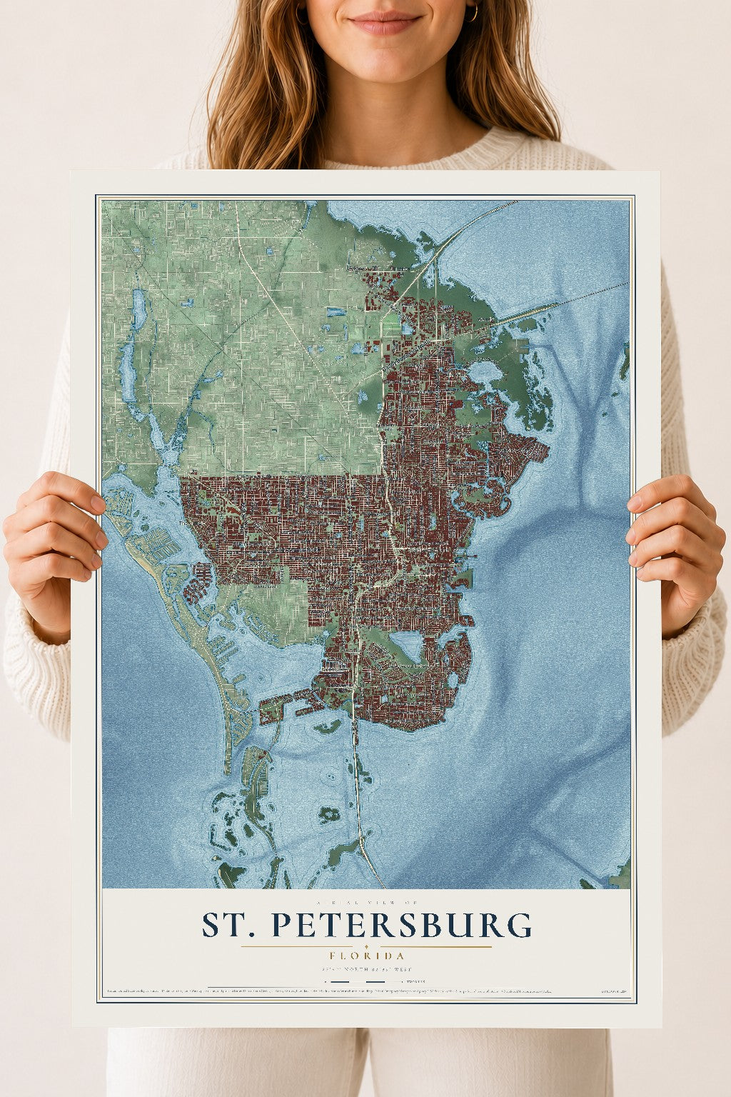 St. Petersburg, Florida map print, 18" x 24" Archival Matte Print mockup