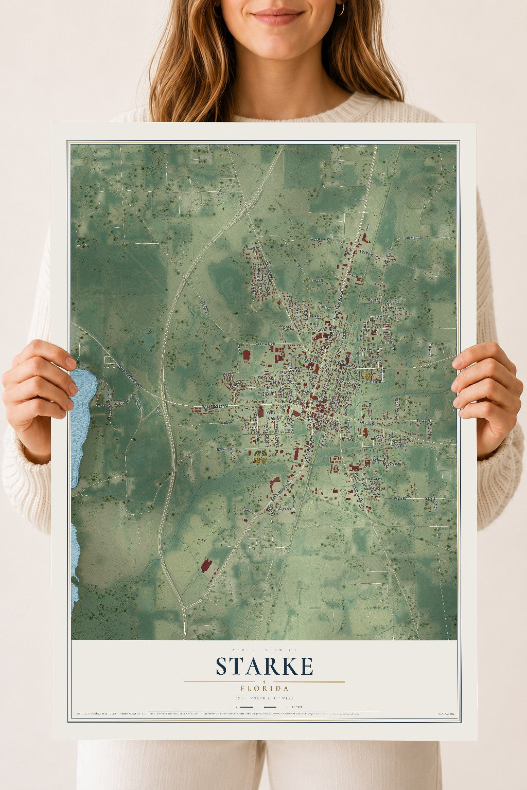 Starke, Florida map print, 18" x 24" Archival Matte Print mockup