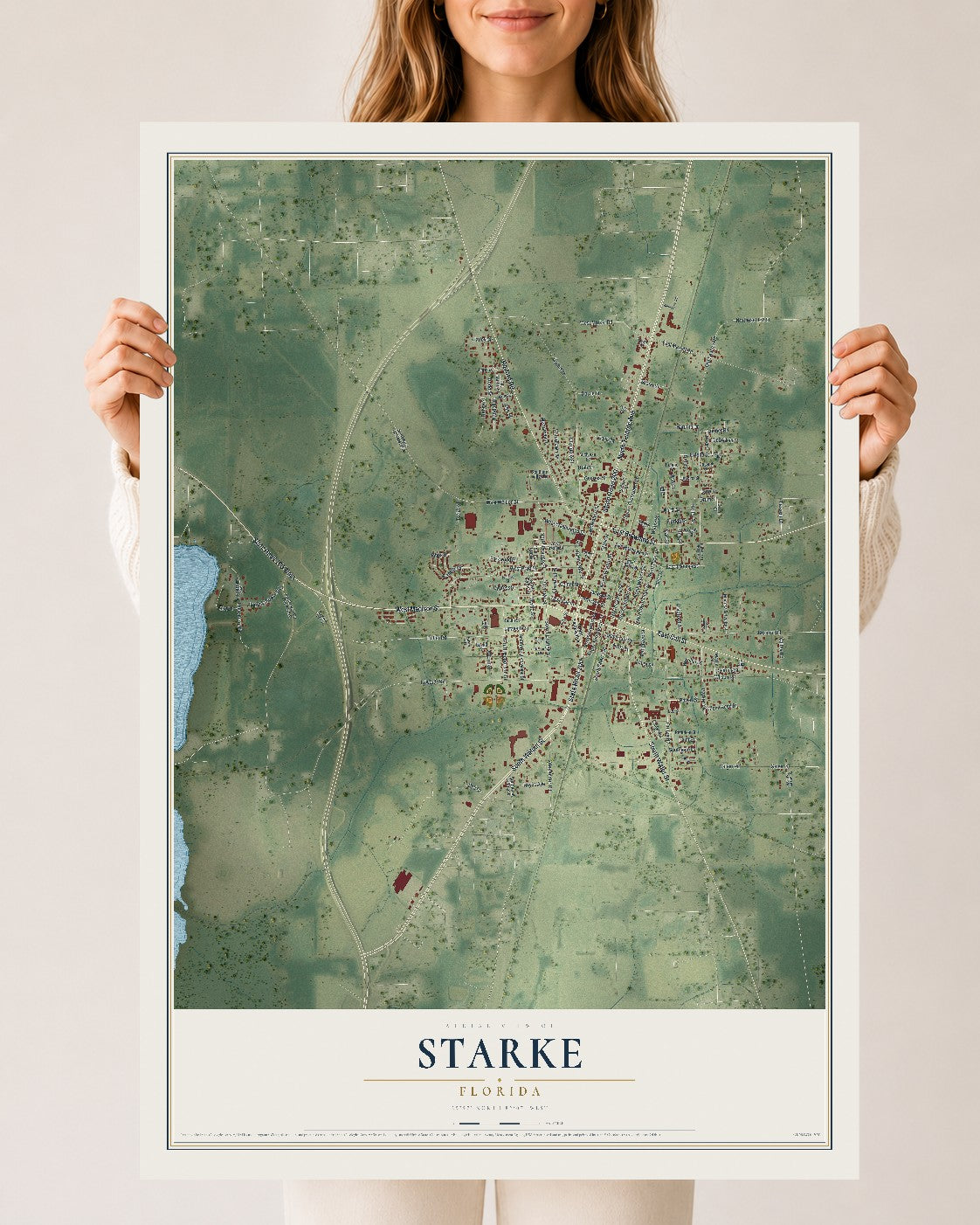 Starke, Florida map print, 24" x 36" Archival Matte Print mockup