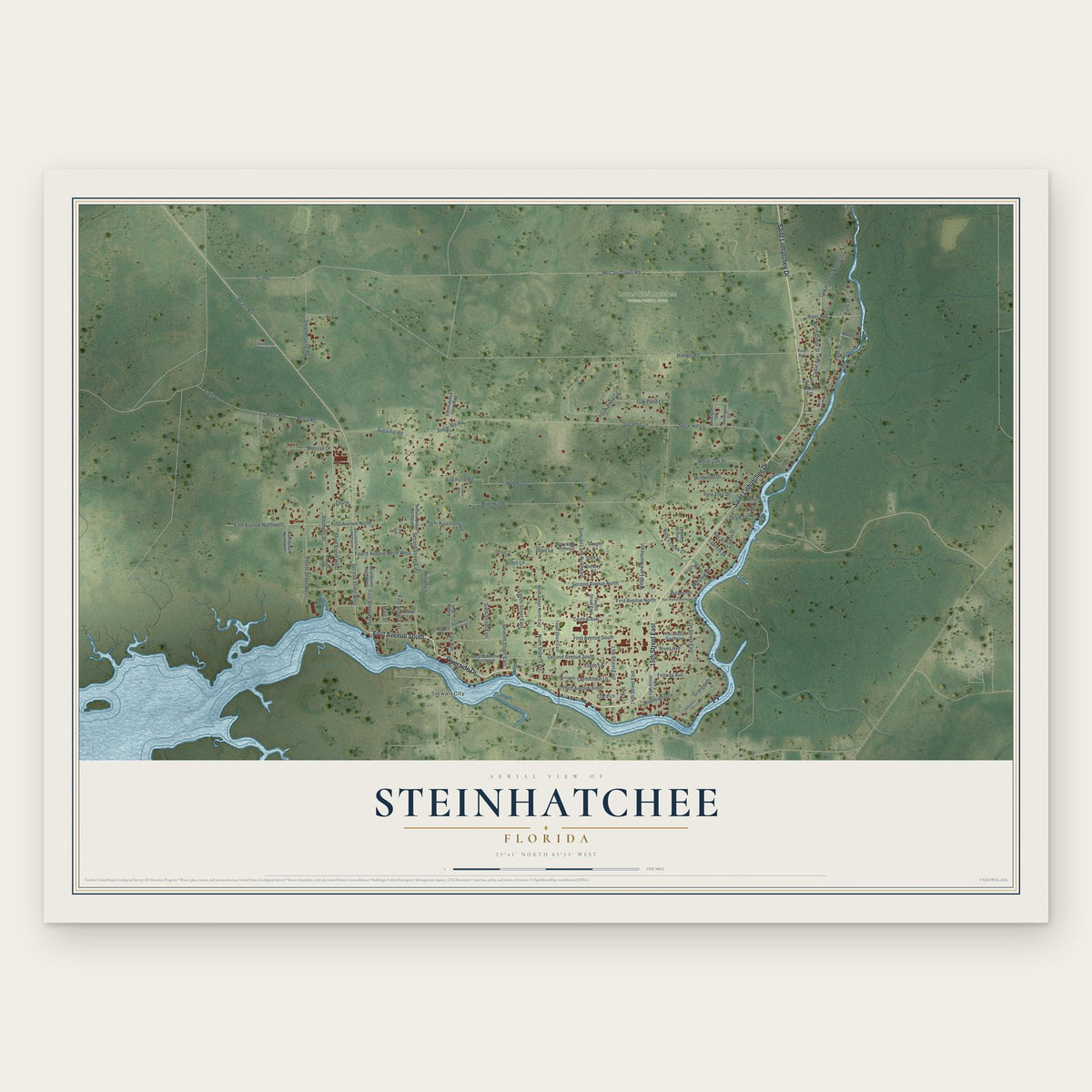 Steinhatchee, Florida map print, the full design