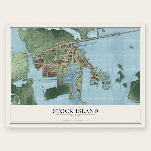 Stock Island, Florida map print, the full design