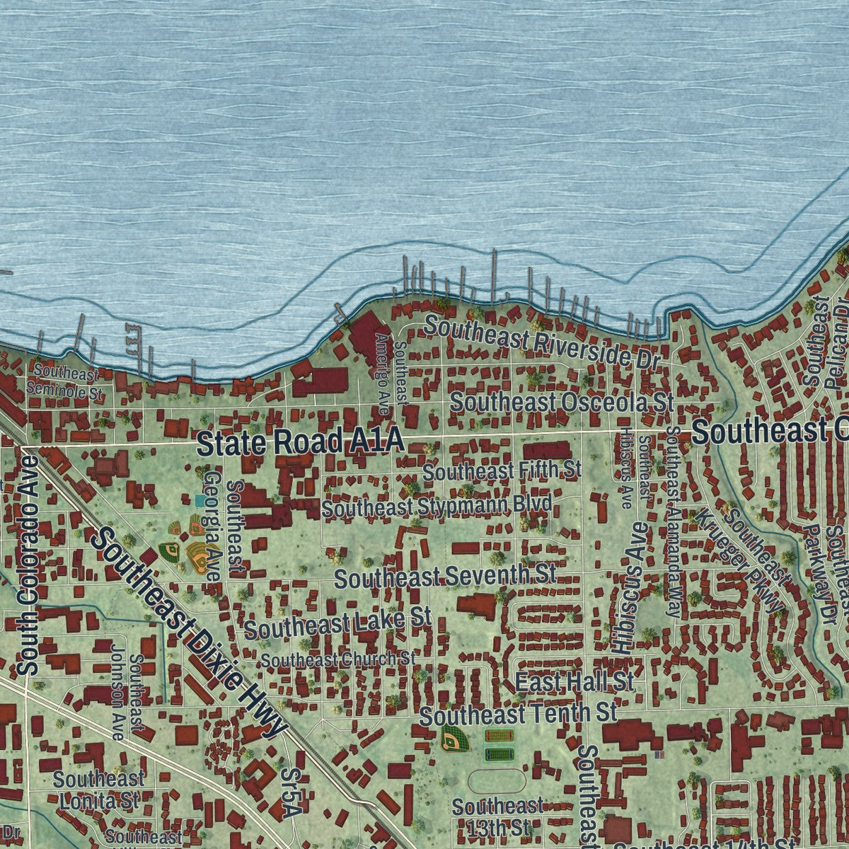 Close-up 1 of the Stuart, Florida map artwork