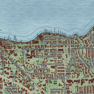 Close-up 1 of the Stuart, Florida map artwork