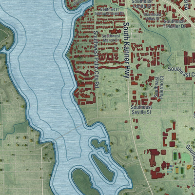 Close-up 2 of the Stuart, Florida map artwork