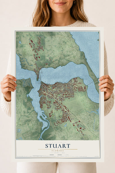 Stuart, Florida map print, 18" x 24" Archival Matte Print mockup